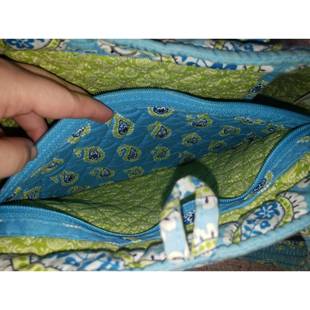 Vera Bradley Light Blue and Lime Tote Purse - Picture 5 of 6